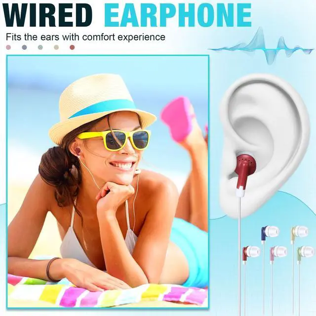 Alt view image 2 of 5 - Konohan 100 Pack Earbuds Bulk Wired Earphones Multicolor Headphones Earbuds for Students School Library Museum Classroom(Mixed Colors)