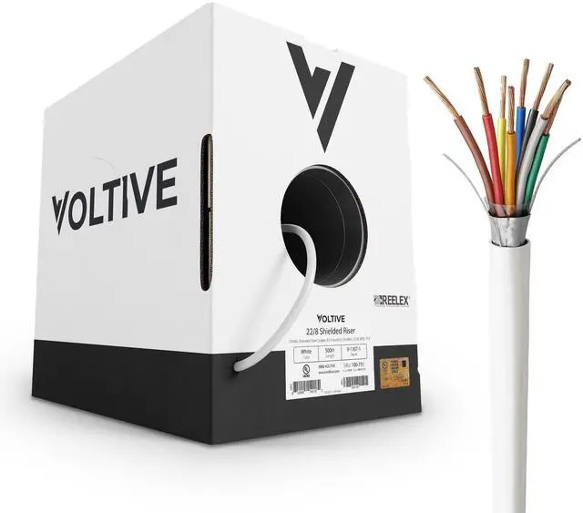 Main image of Voltive 22/8 Shielded Low Voltage Wire, Riser CL3R, White, 500ft - 22AWG, 8 Conductors, Overall Shield, Stranded Bare Copper, UL Listed - V-1307-1