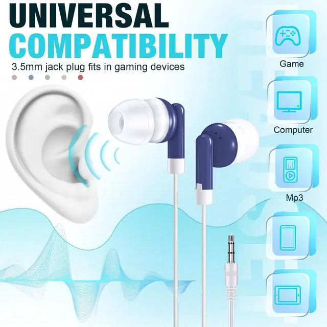 Alt view image 4 of 5 - Konohan 100 Pack Earbuds Bulk Wired Earphones Multicolor Headphones Earbuds for Students School Library Museum Classroom(Mixed Colors)