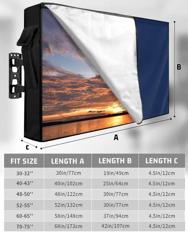 Alt view image 2 of 5 - Lsrtoss Navy Blue Outdoor TV Cover 40-43 Inch Weatherproof, Zippered, Waterproof, Cotton, Perfect for Outdoor TVs