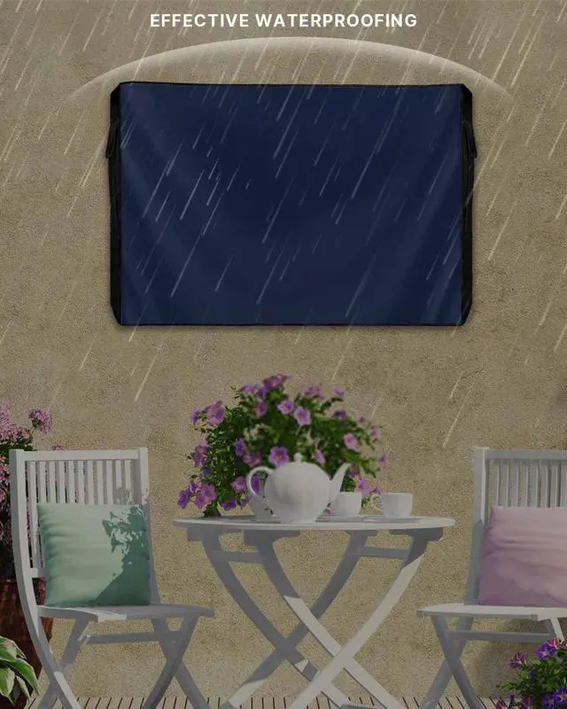 Alt view image 3 of 5 - Lsrtoss Navy Blue Outdoor TV Cover 40-43 Inch Weatherproof, Zippered, Waterproof, Cotton, Perfect for Outdoor TVs