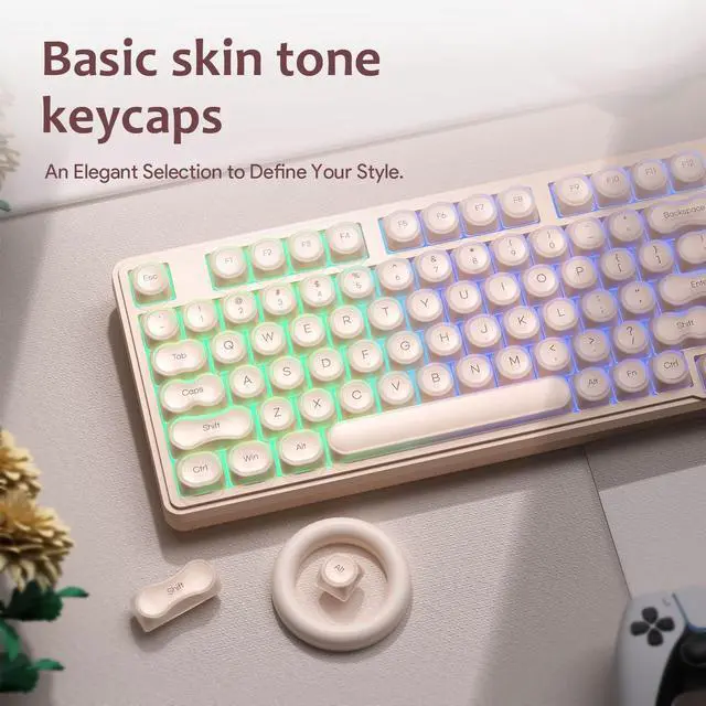 Alt view image 2 of 5 - FURYCUBE IP98 Foundation Wired Keyboard, 98 Keys with Number Pad, RGB Backlit Silent Keyboard with LED Display & Volume Knob, Creamy Mechanical Feel for Office PC Laptop Gamer