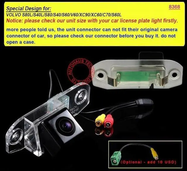 Alt view image 2 of 5 - 170 Degree Wide View Angel Reverse Rear View Camera Night Vision Waterproof Vehicle Back up Camera for Volvo S80L /S40L/S80/S40/S60/V60/XC90/XC60/C70/S60L/V40