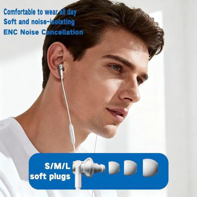 Alt view image 5 of 5 - Wired Active Call Noise Cancelling Earbuds (Dynamic & Balanced Armature)-Deep Rich Bass Hi-Fi Stereo In Ear Headphones,Balanced Super Bass Mids Highs Wired Earphone with Mic Noise Reduction(white)