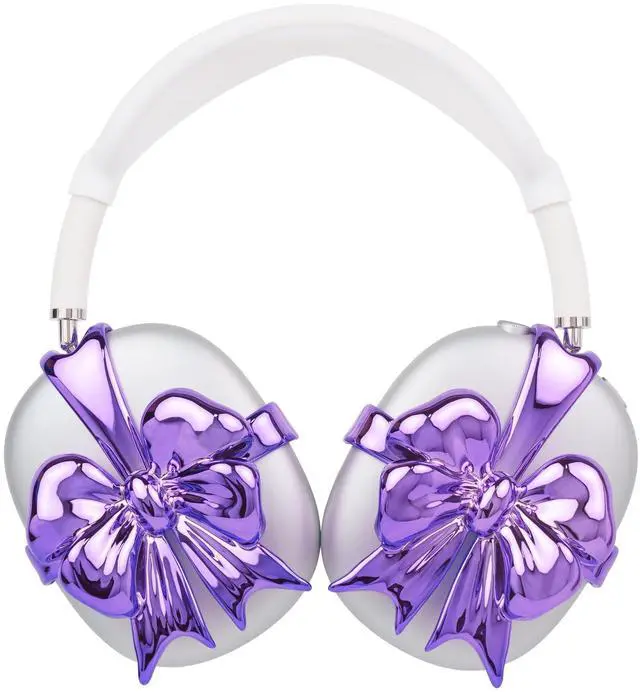Main image of Ultraskinx 3D Elegant Bow Design Cases for Apple AirPods Max Chrome Attachments, Stylish Ear Protection Case for Women (Purple)
