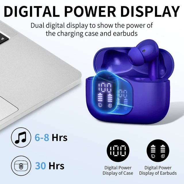 Alt view image 4 of 5 - True Wireless Earbuds Bluetooth Headphones HiFi Stereo Ear Buds,Royal Blue