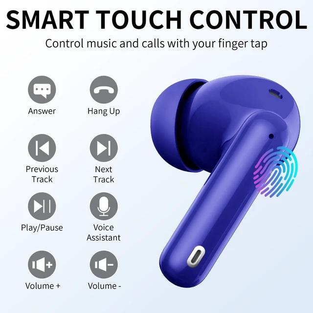 Alt view image 5 of 5 - True Wireless Earbuds Bluetooth Headphones HiFi Stereo Ear Buds,Royal Blue