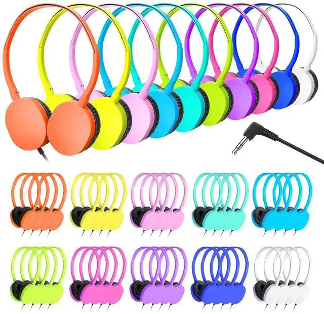 Main image of XOSDA 100 Pack Bulk Headphones for School Classroom Kids, Wholesale Children On-Ear Headphones Perfect for Toddler Boys Girls Teen and Adult (PU102,100 Mixed)