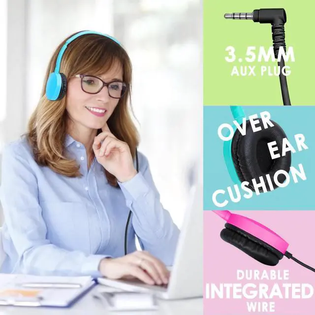 Alt view image 2 of 5 - XOSDA 100 Pack Bulk Headphones for School Classroom Kids, Wholesale Children On-Ear Headphones Perfect for Toddler Boys Girls Teen and Adult (PU102,100 Mixed)
