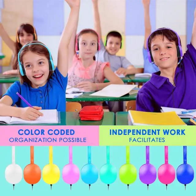 Alt view image 5 of 5 - XOSDA 100 Pack Bulk Headphones for School Classroom Kids, Wholesale Children On-Ear Headphones Perfect for Toddler Boys Girls Teen and Adult (PU102,100 Mixed)