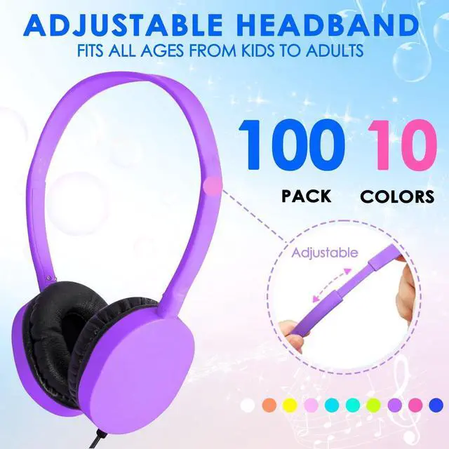 Alt view image 4 of 5 - XOSDA 100 Pack Bulk Headphones for School Classroom Kids, Wholesale Children On-Ear Headphones Perfect for Toddler Boys Girls Teen and Adult (PU102,100 Mixed)