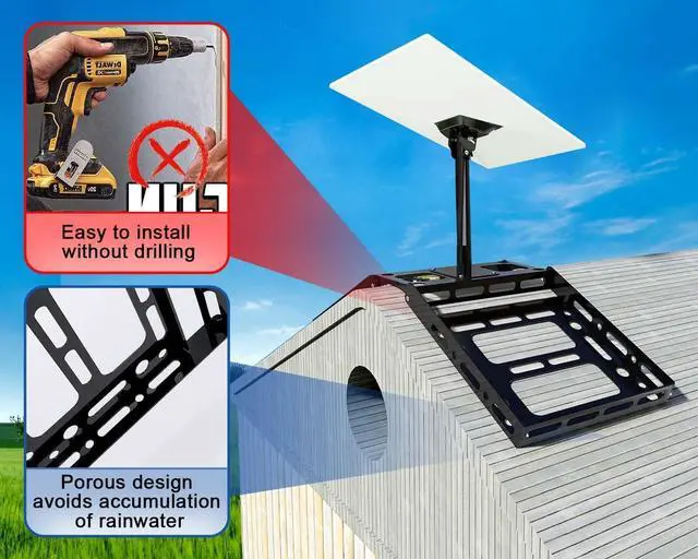 Alt view image 3 of 5 - Adjustable Starlink Gen 3 Roof Ridge Mount, Ybervont Starlink Mounting Kit Gen 3 with 0-30 Adjustable Starlink Gen 3 Pipe Adapter, Starlink Roof Mount Kit for Starlink Internet Kit Satellite, Black