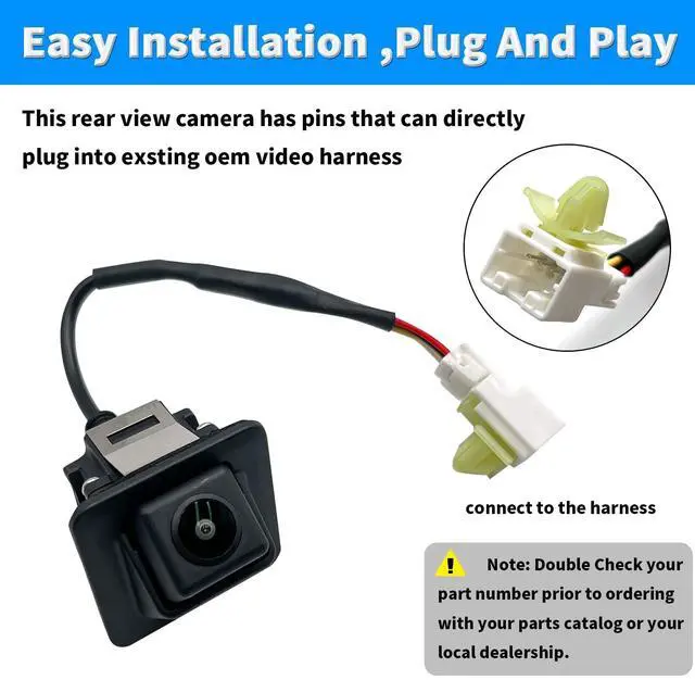 Alt view image 3 of 5 - Rear View Backup Camera Compatible with 2011 2012 2013 Hyundai Elantra Reversing Parking Assist Back Up Camera Replaces # 957503X105 95750-3X345 957503X100 957503X101