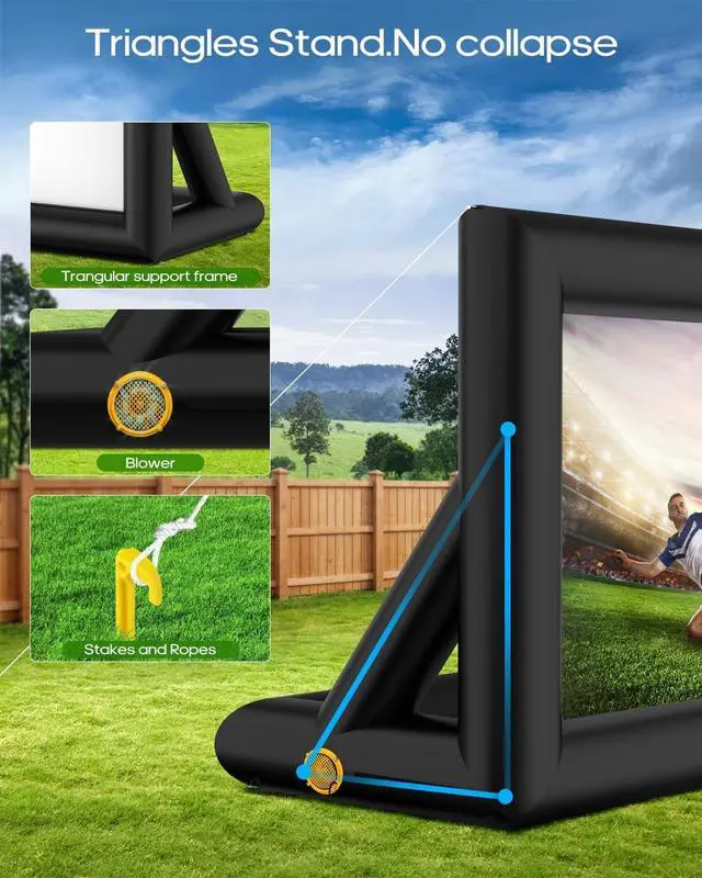 Alt view image 5 of 5 - OWFUVO 3-in-1 14FT Inflatable Projector Screen - Outdoor Movie Screen, Dart Board and Football Target with 120W Blower, Front/Rear Screen for Celebration & Outside Movie Night
