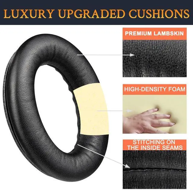 Alt view image 4 of 5 - SOULWIT Lambskin Earpads Replacement for Bose QuietComfort 45 (QC45)/QuietComfort SE (QC SE)/Quiet Comfort Wireless Over-Ear Headphones, Ear Pads Cushions with High Density Foam - Brilliant