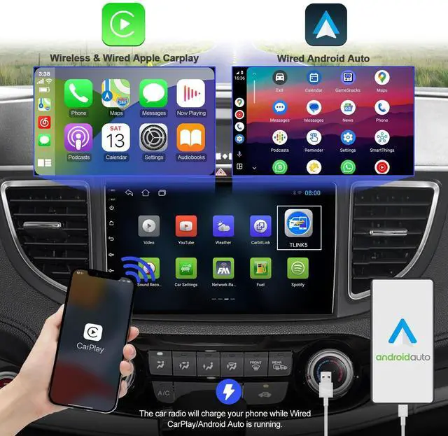 Alt view image 3 of 5 - 2+32G Android 13 Double Din Car Stereo for Honda CR-V 2012-2016 with 9 Inch Touchscreen Radio Built-in Wireless Carplay/Android Auto/GPS/Bluetooth/FM/AUX-in/SWC/Backup Camera(Without Air Outlet