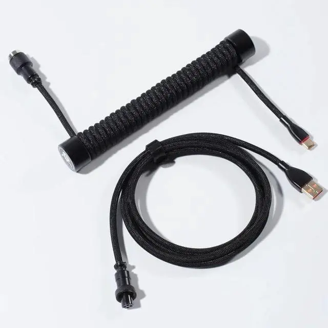 Main image of GravaStar Coiled Aviator USB Cable, Suitable Mechanical Keyboard - Black