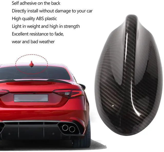 Alt view image 4 of 5 - Fydun Car Antenna Shark Fin Shape Cover Carbon Fiber 175mm Long Roof Aerial Cover Replacement for Giulia 952 2015+