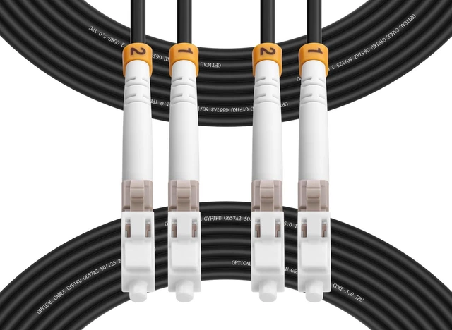 Main image of 25M(82ft) Outdoor OM3 LC to LC Fiber Patch Cable,Armored Fiber Optic Cable Cord,10GB/40GB/100GB Multimode Jumper Duplex MMF 50/125um Industrial TPU OD-5.0mm Direct Burial Fiber Black