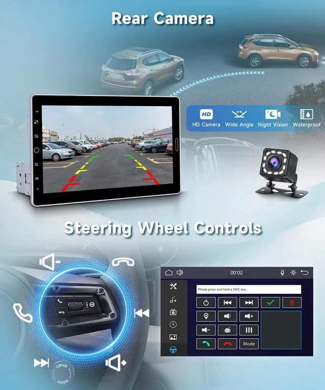 Alt view image 5 of 5 - KYNNT 10.1 inch Single Din Car Stereo Wireless CarPlay Android Auto, Detachable IPS Touch Screen Car Radio with Bluetooth 5.2, Online Video Playback, FM EQ USB SWC Car Audio Receiver Backup Cam