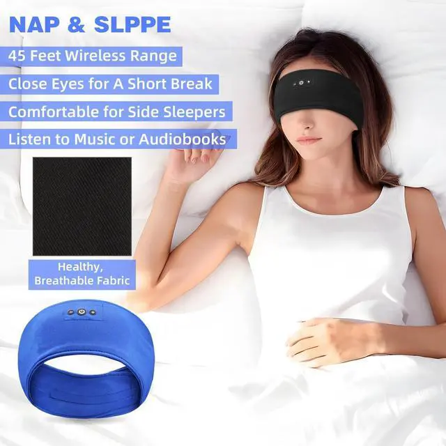 Alt view image 3 of 5 - ASIILOVI 2-Pack Sleep Headphones Headband with Adjustable Hook and Loop, Bluetooth Headband Headphones for Sleeping Workout Running Yoga Gift