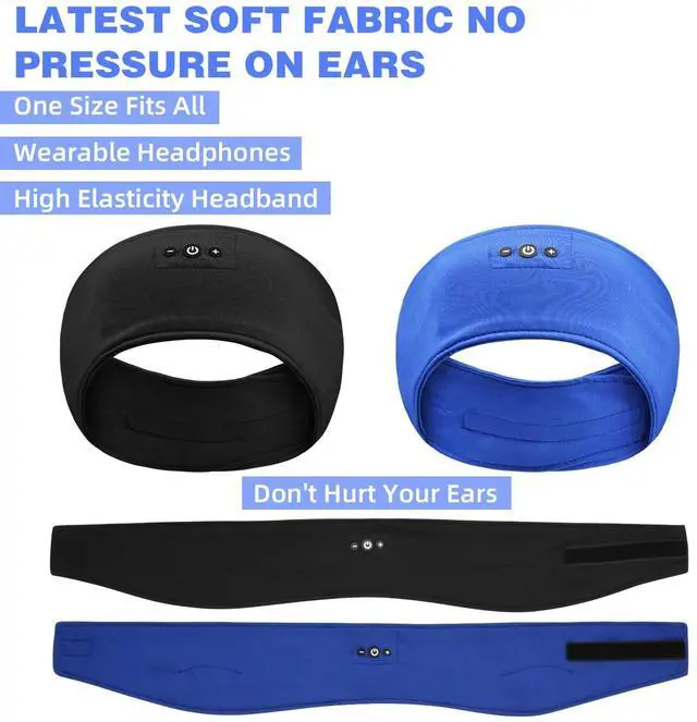 Alt view image 4 of 5 - ASIILOVI 2-Pack Sleep Headphones Headband with Adjustable Hook and Loop, Bluetooth Headband Headphones for Sleeping Workout Running Yoga Gift