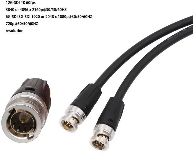 Alt view image 4 of 5 - HangTon Power 4K 12G SDI Cable for SmallHD Cine 5 7, 503 703 Ultrabright, 703 Bolt Monitor, D-tap to 2-pin, BNC, 1m