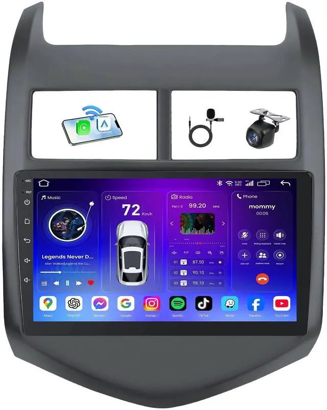 Main image of 4Core 64 ROM Android 15 Car Radio for 2012-2016 Chevy Aveo Sonic: 9-inch 1280 * 800P IPS Touchscreen with Wireless Carplay Android Auto 5G WiFi Bluetooth5.0 GPS FM Audio 1080P Backup Camera SWC