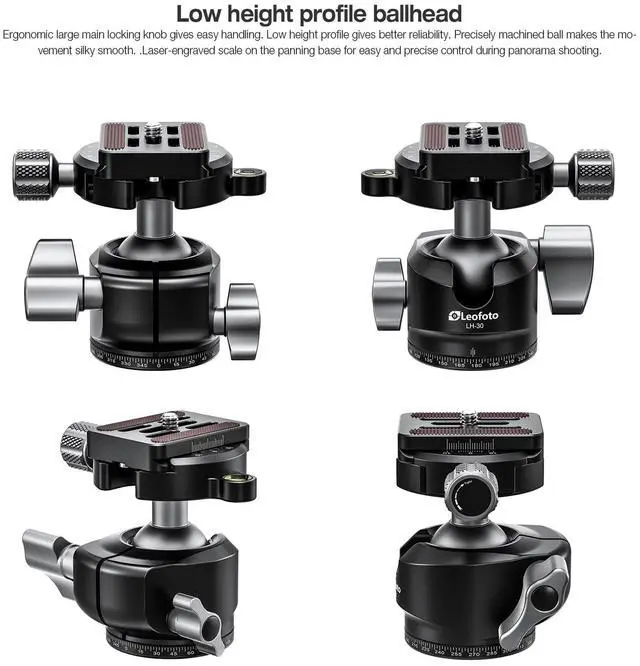 Alt view image 2 of 5 - Leofoto Professional Camera Tripod, 46" Compact Carbon Fiber Tripod for DSLR Video Camcorder, 4 Leg Sections, 360 Ball Head, Max Load 8KG/18Lb (LS-254CX+LH-30)