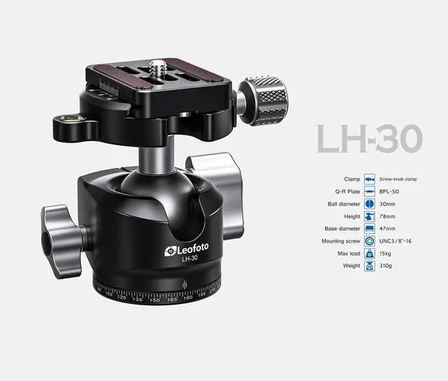 Alt view image 4 of 5 - Leofoto Professional Camera Tripod, 46" Compact Carbon Fiber Tripod for DSLR Video Camcorder, 4 Leg Sections, 360 Ball Head, Max Load 8KG/18Lb (LS-254CX+LH-30)