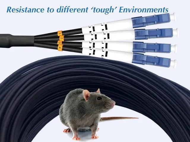 Alt view image 5 of 5 - Elfcam - 100m/328.08ft 4-Core Single-Mode OS2 9/125m Fiber Optic Patch Cable, LSZH Main Jacket, Armored Branch, 2X Duplex LC/UPC to 2X Duplex LC/UPC, 10G/25G/40G/100G Compatible