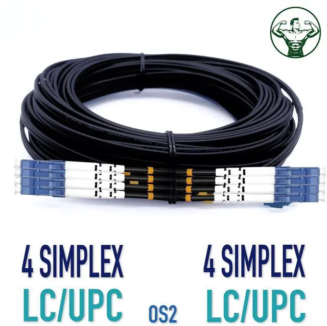 Alt view image 3 of 5 - Elfcam - 100m/328.08ft 4-Core Single-Mode OS2 9/125m Fiber Optic Patch Cable, LSZH Main Jacket, Armored Branch, 2X Duplex LC/UPC to 2X Duplex LC/UPC, 10G/25G/40G/100G Compatible