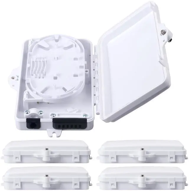 Main image of Duogalia 5-Pack 4 Core FTTH Fiber Distribution Enclosure, Fiber Optical Terminal Box Splitter Box, for SC, FC, E2000 Adapters