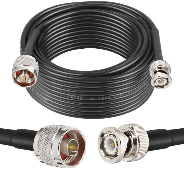 Main image of MOOKEERF RG58 N Type to BNC Cable 25ft, BNC Male to N Male Extension Jumper Cable 50 Ohm for Antenna,Ham Radio,Oscilloscope,Analyzer,Signal Booster Use