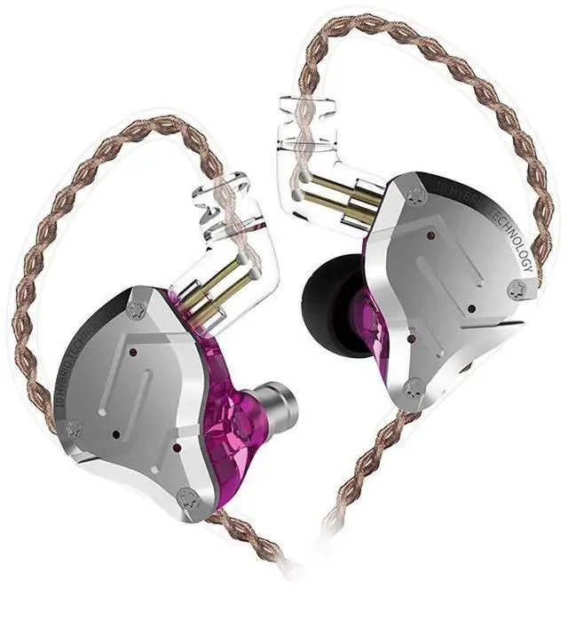 Main image of Five Driver Headphones,KZ ZS10 PRO High Fidelity Noise-Isolating Earbuds/Earphones with Detachable Cable 2Pin 0.75mm (Without MIC, Purple)