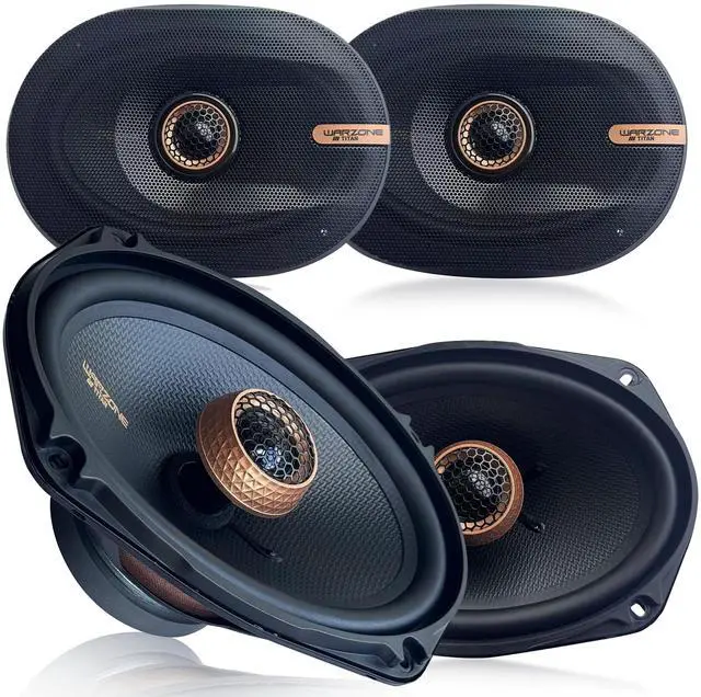 Main image of Warzone 4X WZ69PTi 6x9-Inch Super Coaxial Speaker Pair, 4 Ohm, 1300W Max, 400W RMS, 92dB Sensitivity, Ferrite Woofer & PEI Dome Tweeter for Pro Car Audio