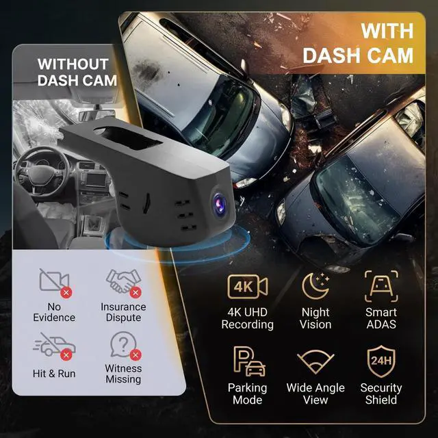 Alt view image 4 of 5 - 4K Dash Cam for Ford F150 & F250 2021-2025 Include Limited XLT XL Raptor Lariat Platinum King Ranch Tremor Model, OEM Hidden Dash Camera with WiFi APP, Night Vision, G-Sensor, 64GB Card