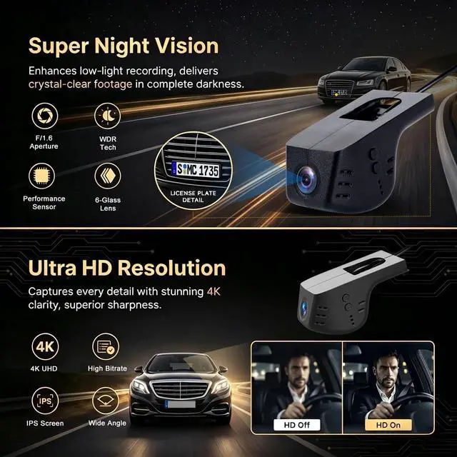 Alt view image 5 of 5 - 4K Dash Cam for Ford F150 & F250 2021-2025 Include Limited XLT XL Raptor Lariat Platinum King Ranch Tremor Model, OEM Hidden Dash Camera with WiFi APP, Night Vision, G-Sensor, 64GB Card