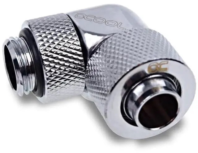 Alt view image 2 of 4 - Alphacool Eiszapfen 13/10mm Compression Fitting, 90 Degree Rotary, Chrome, 4-Pack