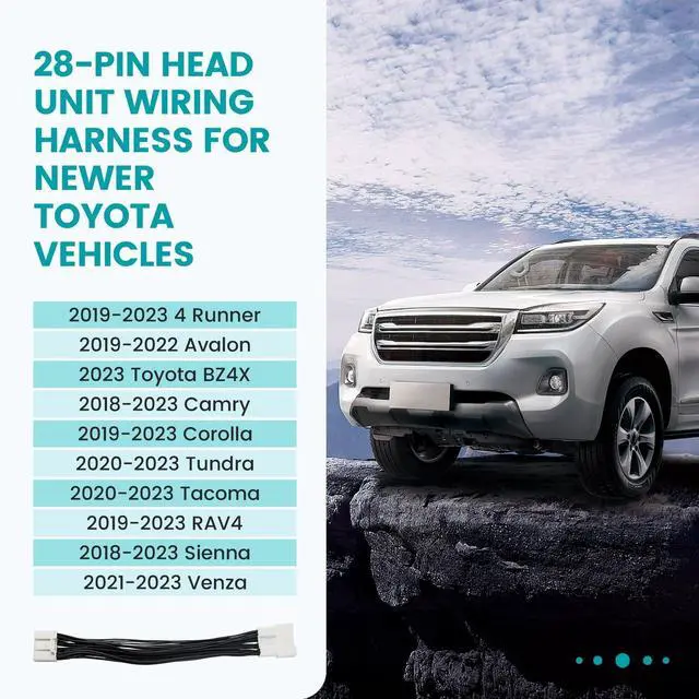 Alt view image 3 of 5 - NuIth 28-Pin Aftermarket Stereo Installation Wire Harness for 2018-UP Toyota Camry/Sienna/RAV4/Corolla/4Runner, Add or Retain Reverse Camera/Microphone/AUX/USB/Vehicle Speed Sensor Function