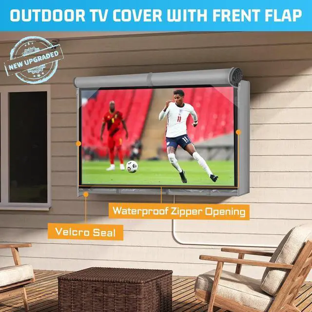 Alt view image 2 of 5 - Outdoor TV Cover 60 to 65 Inch Weatherproof, Waterproof Outside TV Covers Heavy Duty 600D Oxford TV Cover Outdoor TV Screen Protectors Shield with Zippers for Flat Screen Outdoor TVs