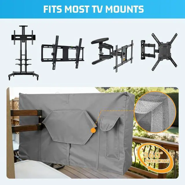 Alt view image 3 of 5 - Outdoor TV Cover 60 to 65 Inch Weatherproof, Waterproof Outside TV Covers Heavy Duty 600D Oxford TV Cover Outdoor TV Screen Protectors Shield with Zippers for Flat Screen Outdoor TVs