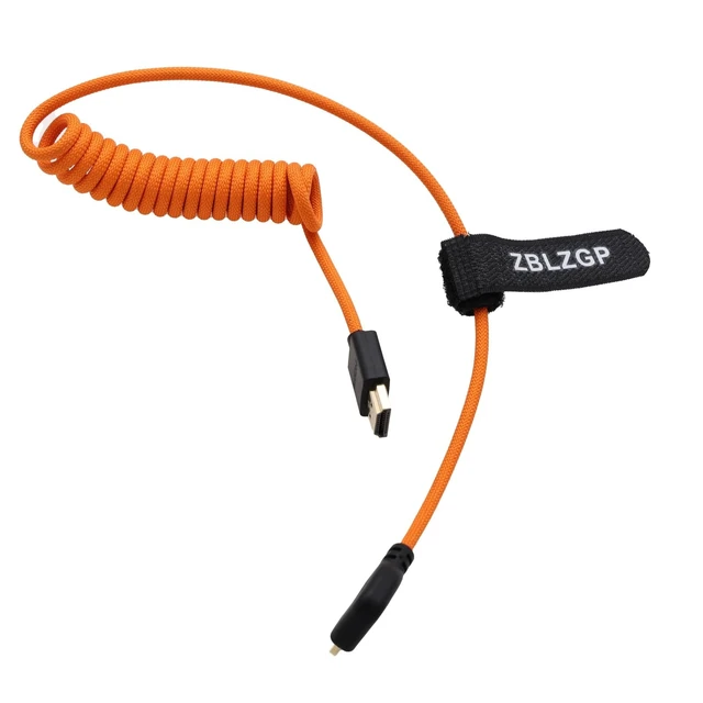 Alt view image 2 of 5 - ZBLZGP Micro-HDMI to HDMI 8K60 4K120 48Gbps RAW Cable for Canon C70 R3 Sony FX3 FX6 Lumix S9 G100 Camera SmallHD Focus Monitor, Right 90-Degree Type A-D HDMI2.1 Coiled Braided 50cm