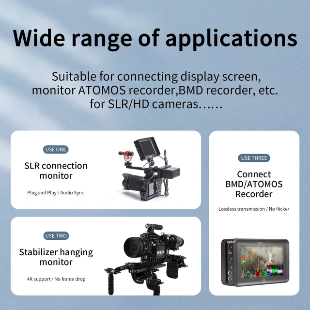 Alt view image 4 of 5 - ZBLZGP Micro-HDMI to HDMI 8K60 4K120 48Gbps RAW Cable for Canon C70 R3 Sony FX3 FX6 Lumix S9 G100 Camera SmallHD Focus Monitor, Right 90-Degree Type A-D HDMI2.1 Coiled Braided 50cm