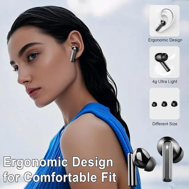 Alt view image 3 of 5 - ZKBSIAXD Wireless Earbuds Bluetooth 5.3, ENC Noise Cancelling in-Ear Headphones with LED Power Display Charging Case, 48H Playtime, 8H Single Charge, HiFi Stereo Sound, Touch Control for iOS An
