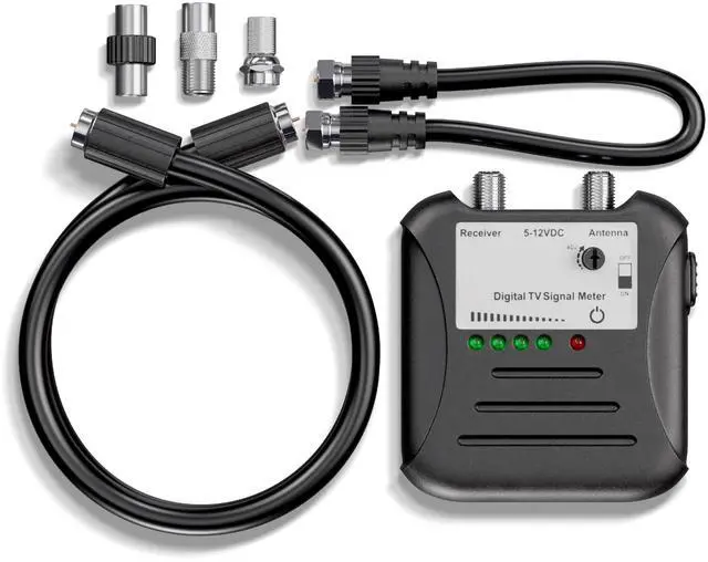 Main image of THE CIMPLE CO Antenna Signal Strength Meter for TVs, RVs, OTA Antennas - TV Channel Finder and Sensitivity Adjuster - Over-the-Air Signal Tester with LED Indicators and Coaxial Cable, Black
