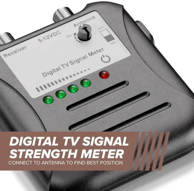 Alt view image 2 of 5 - THE CIMPLE CO Antenna Signal Strength Meter for TVs, RVs, OTA Antennas - TV Channel Finder and Sensitivity Adjuster - Over-the-Air Signal Tester with LED Indicators and Coaxial Cable, Black