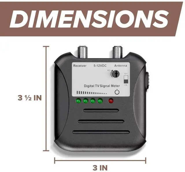 Alt view image 3 of 5 - THE CIMPLE CO Antenna Signal Strength Meter for TVs, RVs, OTA Antennas - TV Channel Finder and Sensitivity Adjuster - Over-the-Air Signal Tester with LED Indicators and Coaxial Cable, Black
