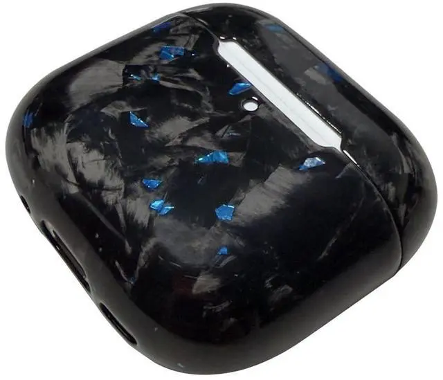 Main image of Fiberri Real Forged Carbon Fiber Case for AirPods 4 (2024 Release) - Ultra-Thin & Lightweight Hard Shell Protective Cover - Supports MagSafe/Wireless Charging - Glossy Black/Blue