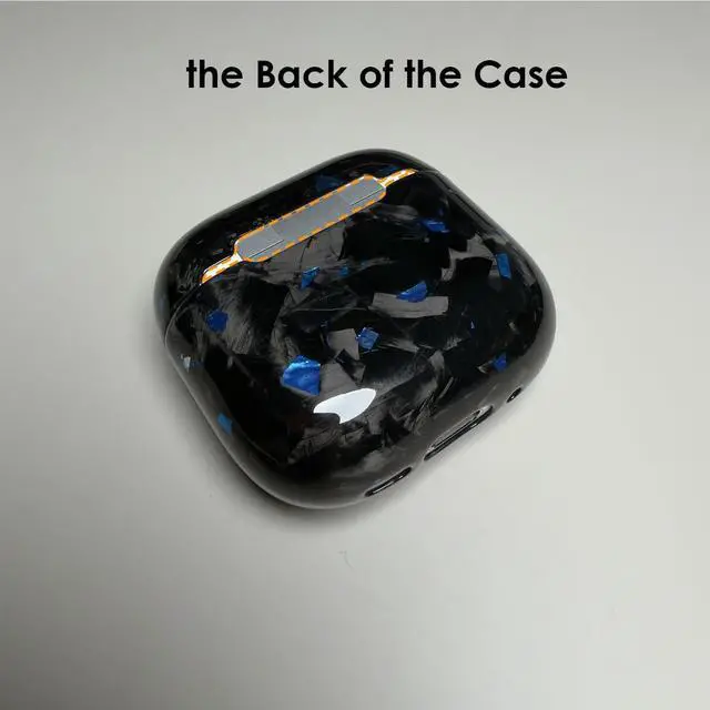 Alt view image 5 of 5 - Fiberri Real Forged Carbon Fiber Case for AirPods 4 (2024 Release) - Ultra-Thin & Lightweight Hard Shell Protective Cover - Supports MagSafe/Wireless Charging - Glossy Black/Blue